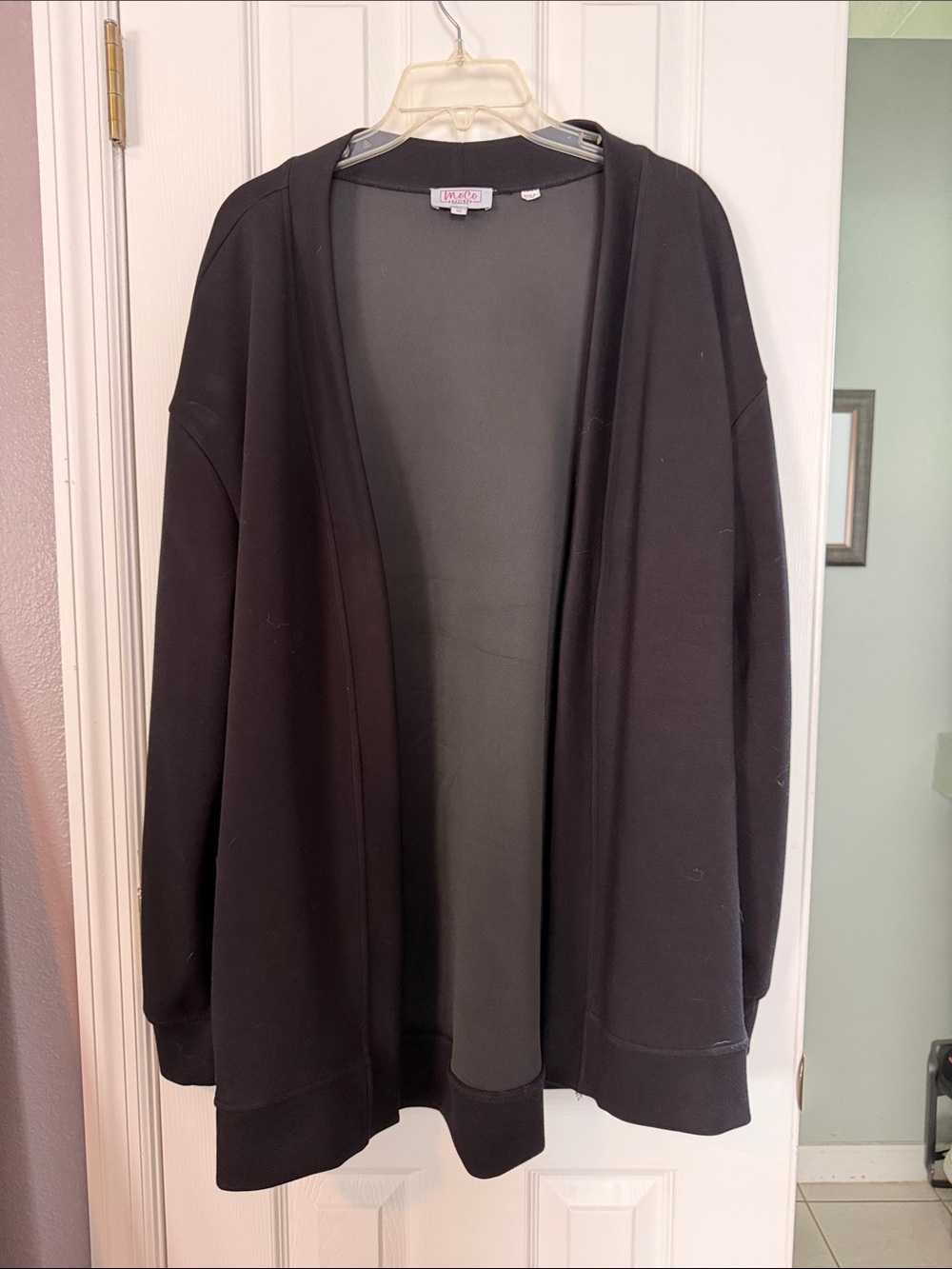 MoCo Boutique Black Open-Front Scuba Cardigan